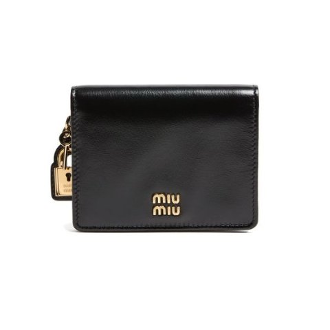 Miu Miu Leather Coin Purse with Padlock Details