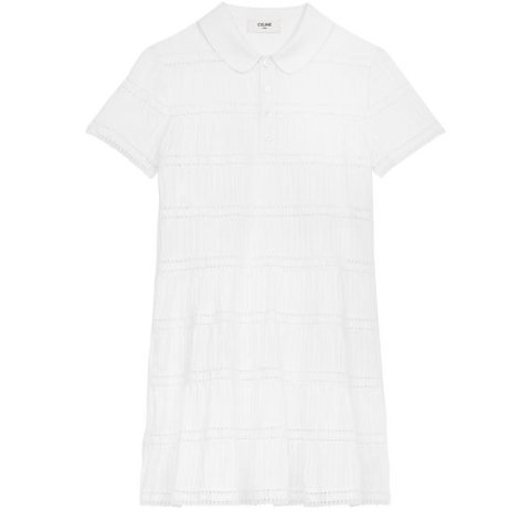 Celine Cotton Batiste Mini Dress with Embroidered Trim