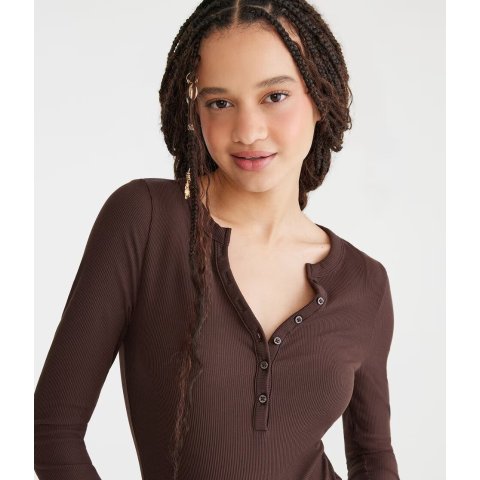 Aeropostale Long Sleeve Buttery Soft V-Neck Henley