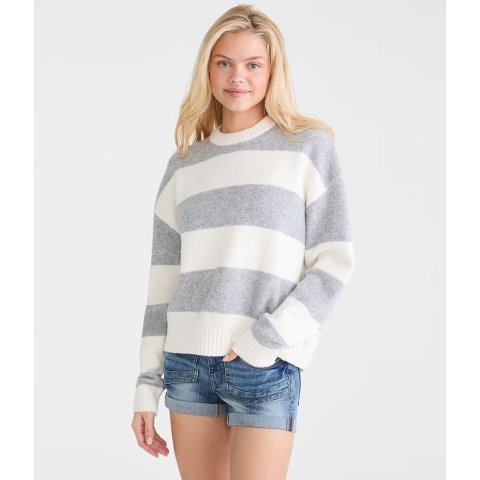 Aeropostale Striped Oversized Crew Sweater