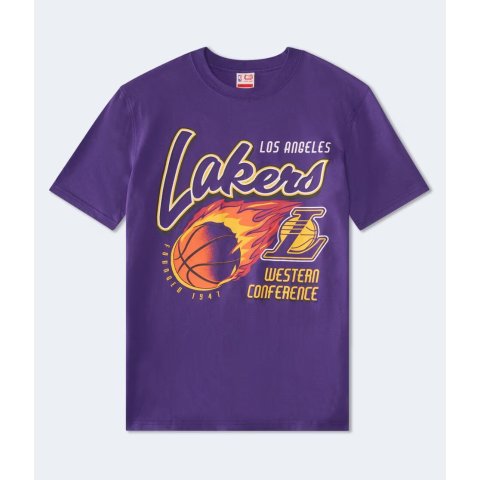 Aeropostale Los Angeles Lakers Flaming Basketball Graphic Tee