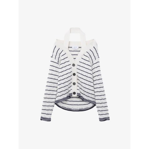 Alexander McQueen Off-the-Shoulder Striped Cardigan