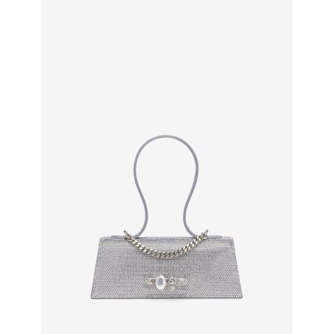 McQueen Jewelled Top Handle Bag Silver