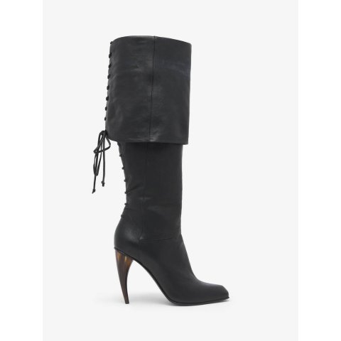 Alexander McQueen Horn Heel Knee-High Boot