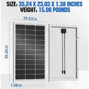 ECO-WORTHY 100W Monocrystalline Solar Panel 18V