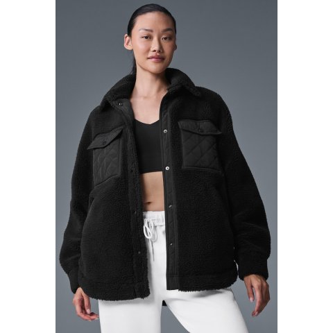 alo yoga Sherpa Edge Shacket Black Outerwear