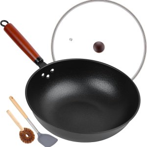 Bretor 13" Nonstick Wok - Wok Pan with Glass Cover