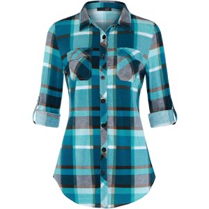 DJT Women’s Plaid Long Sleeve Shirt
