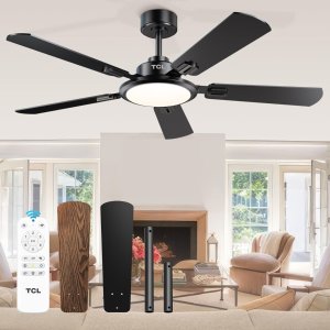 TCL 52 Inch Ceiling Fan with Light and Remote Black