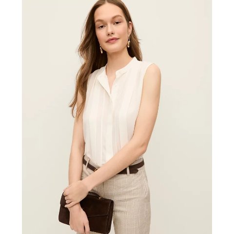 Ann Taylor Pintucked Sleeveless Shirt