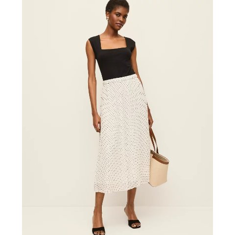 Ann Taylor Polka Dot Chiffon Midi Skirt