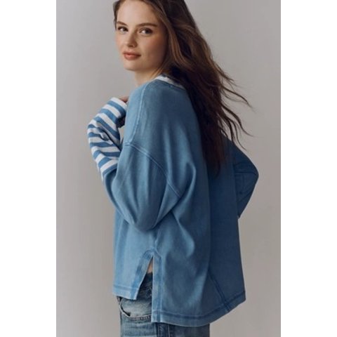 Pilcro and The Letterpress Pilcro Cotton Seamed Long-Sleeve Top