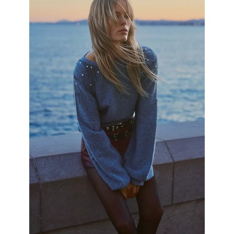 Pilcro Beaded Crew-Neck Sweater