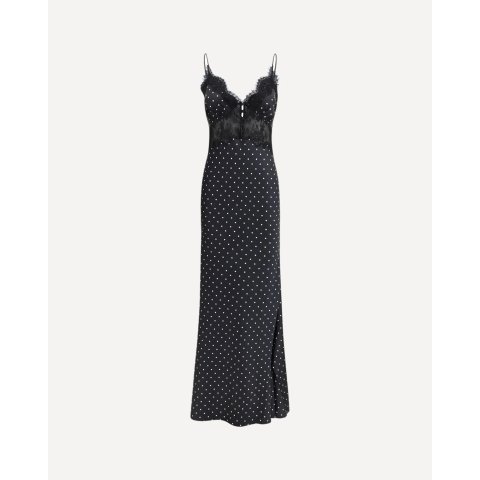 Self-Portrait Polka Dot Satin Maxi Dress