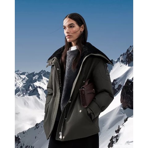 Moose Knuckles Aurora Shearling Trim Down Jacket