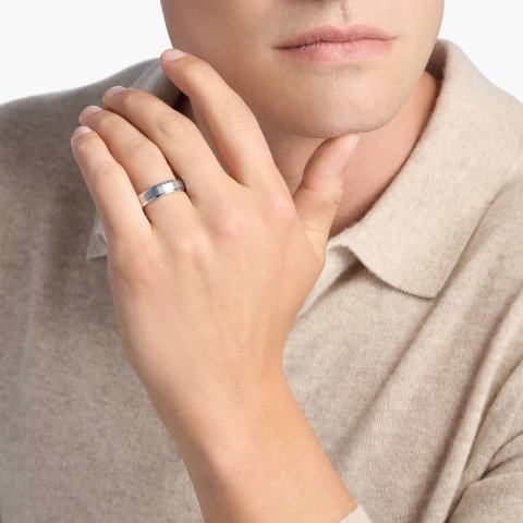 White Tungsten Carbide Wedding Ring 6mm