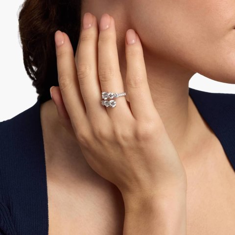 Lab Grown Diamond 14K White Gold Crossover Ring 3 Ct