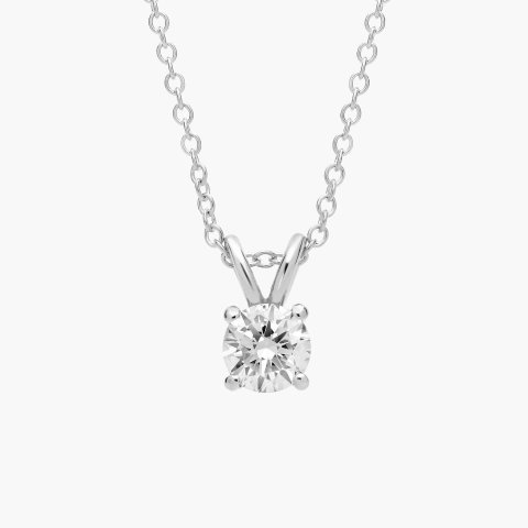 Lab-Grown Diamond Solitaire Pendant 14K White Gold 1/2 Ct