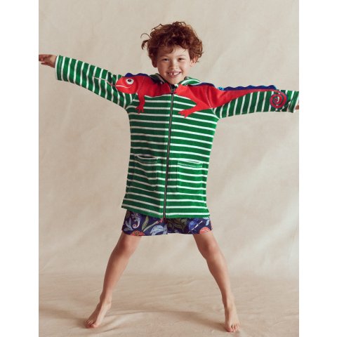 Boden Zip-up Sweatshirt Chameleon Green Stripe