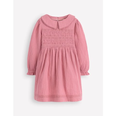 Boden Double Cloth Collared Dress Pink