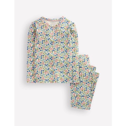 Boden Henley Pajamas Soft Ivory Spring Ditsy