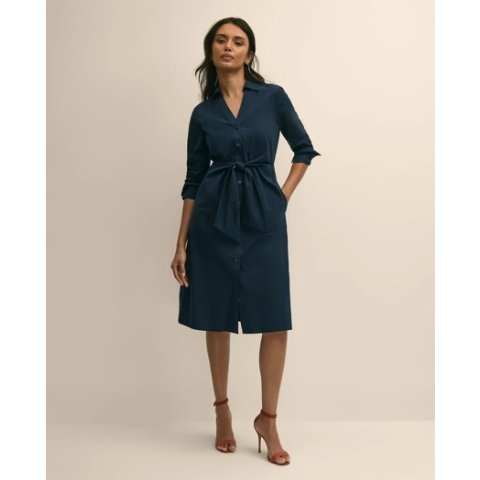 Brooks Brothers Supima Cotton Tie-Waist Shirt Dress