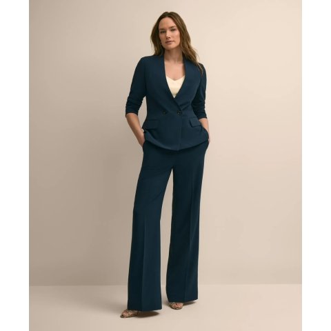 Brooks Brothers Crepe Double-Breasted Collarless Jacket