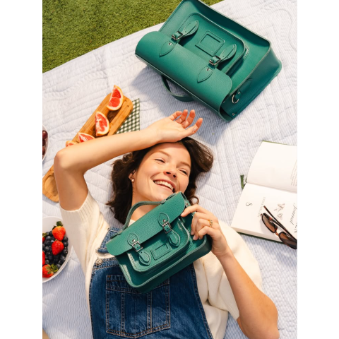 Blue Leather Mini Satchel Bag