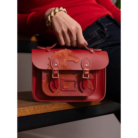Leather Mini Satchel Bag Red