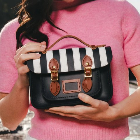 Cambridge Satchel Mini Leather Satchel Bag Blue White