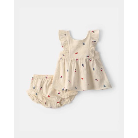 Carter's Baby Girl 2-Piece Ivory Top & Shorts Set