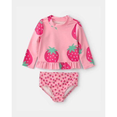 Carter's Strawberry Rashguard Swimsuit Set Pink