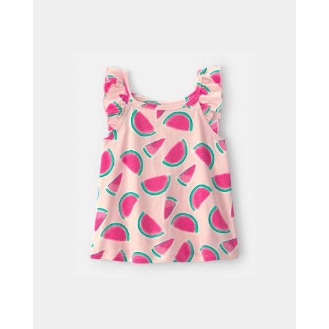 Carter's Watermelon Ruffle-Sleeve Tank Top Pink
