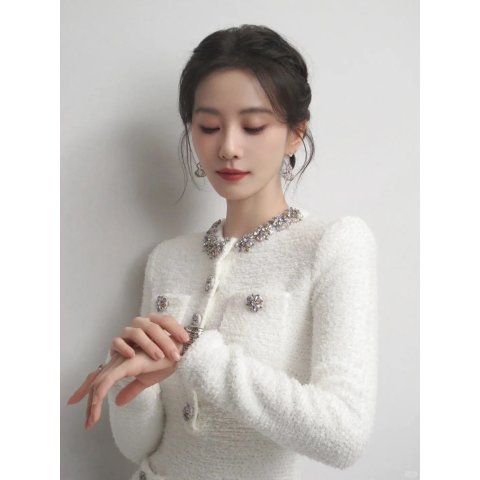 Self-Portrait Knit Mini Dress Trim Embellished