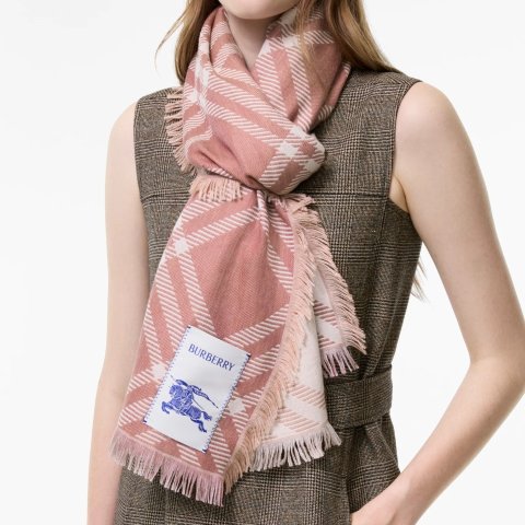 Burberry Wide Check Fringed Scarf