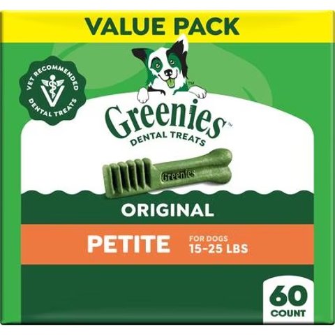 Greenies Petite Dental Dog Treats Chicken Flavor 60 Count