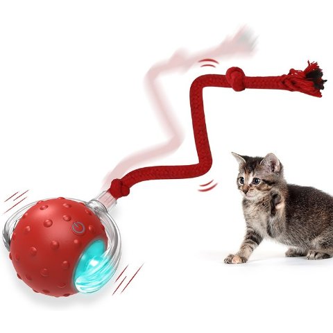 PawsPik Chirp & Chase Cat Ball Red LED