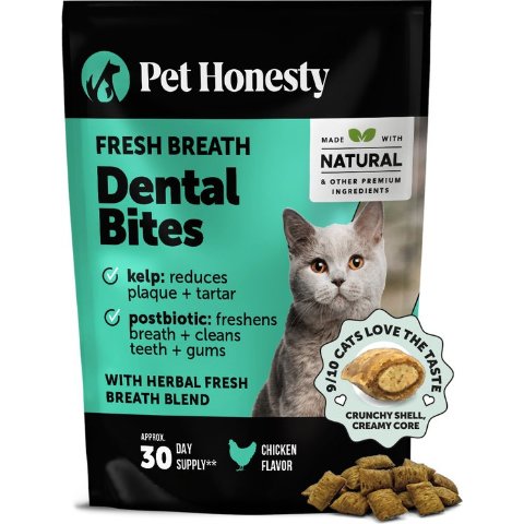 Pet Honesty Fresh Breath Dental Bites Chicken Flavor for Cats 3.7oz