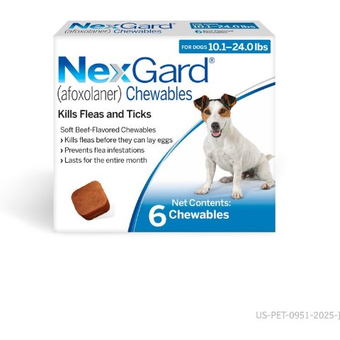 NexGard Chewables for Dogs 10.1-24 lbs 6 Tablets