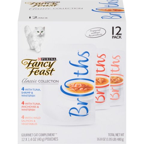 fancy feast Classic Collection Broths Variety Pack Complement Wet Cat Food, 1.4-oz, case of 12 - Chewy.com