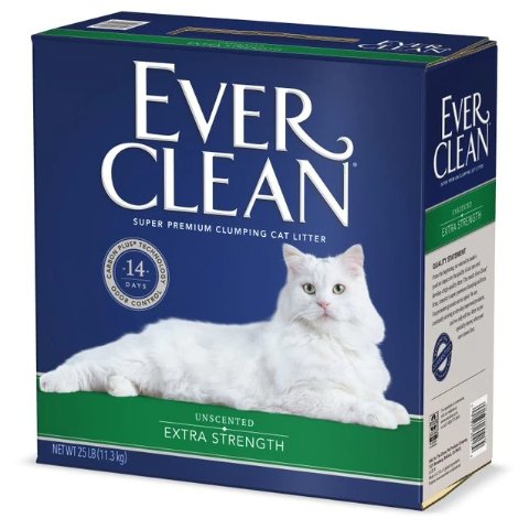 Ever Clean Extra Strength Unscented Clumping Clay Cat Litter, 25-lb box - Chewy.com