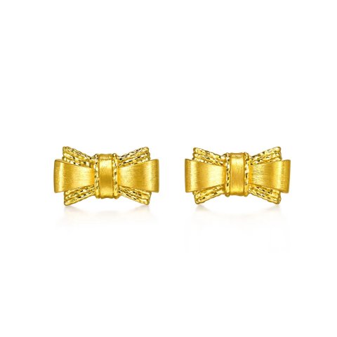 Chow Sang Sang 24K Gold Bow Earrings