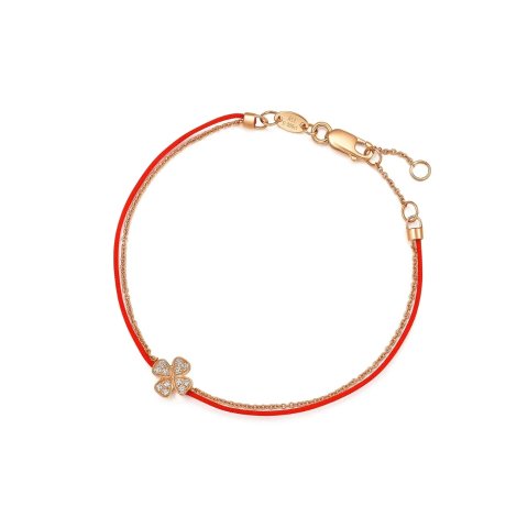 Chow Sang Sang Love Knot 18K Rose Gold Four-Leaf Diamond Bracelet
