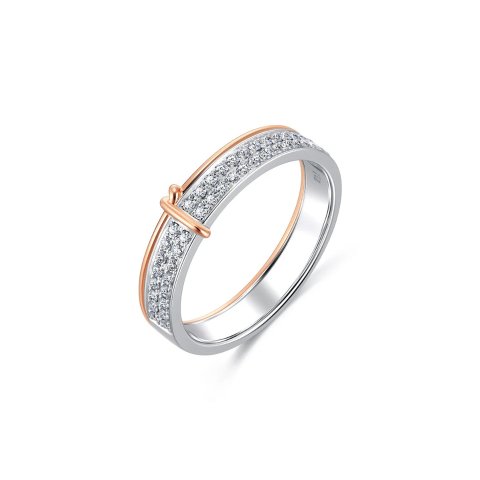 Chow Sang Sang Love Knot 18K White & Red Gold Diamond Ring