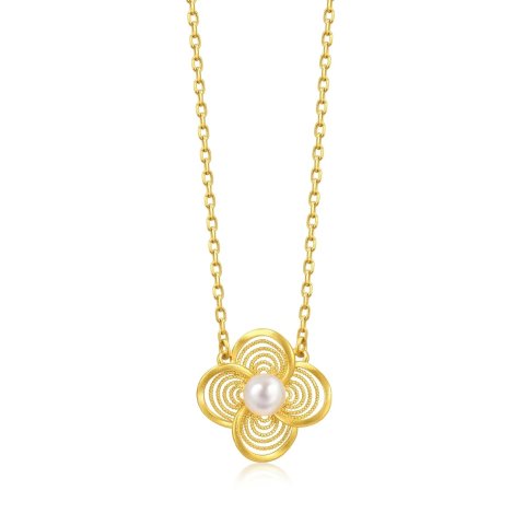 Chow Sang Sang Huayue Lianli 999.9 Gold Pearl Necklace