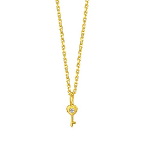 Chow Sang Sang 999 Gold Diamond Key Pendant
