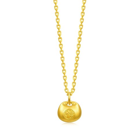 Chow Sang Sang Gold Pendant Fu Character Lock