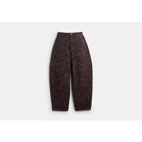 Coach Leopard Print Barrel Jeans in Organic Cotton