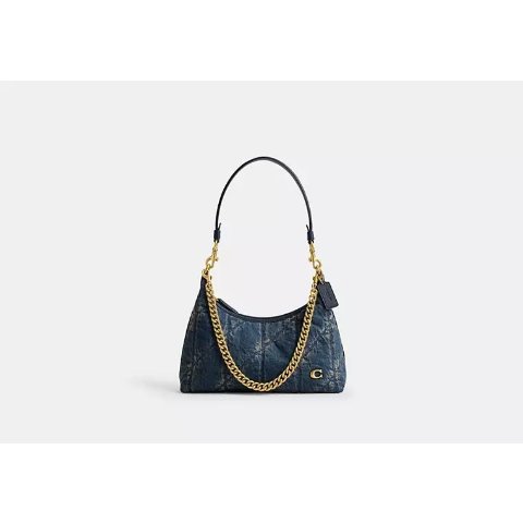 Coach Juliet Shoulder Bag Regenerative Cotton Denim Quilted