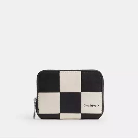 Coach Checkerboard Leather Zip Around Wallet
